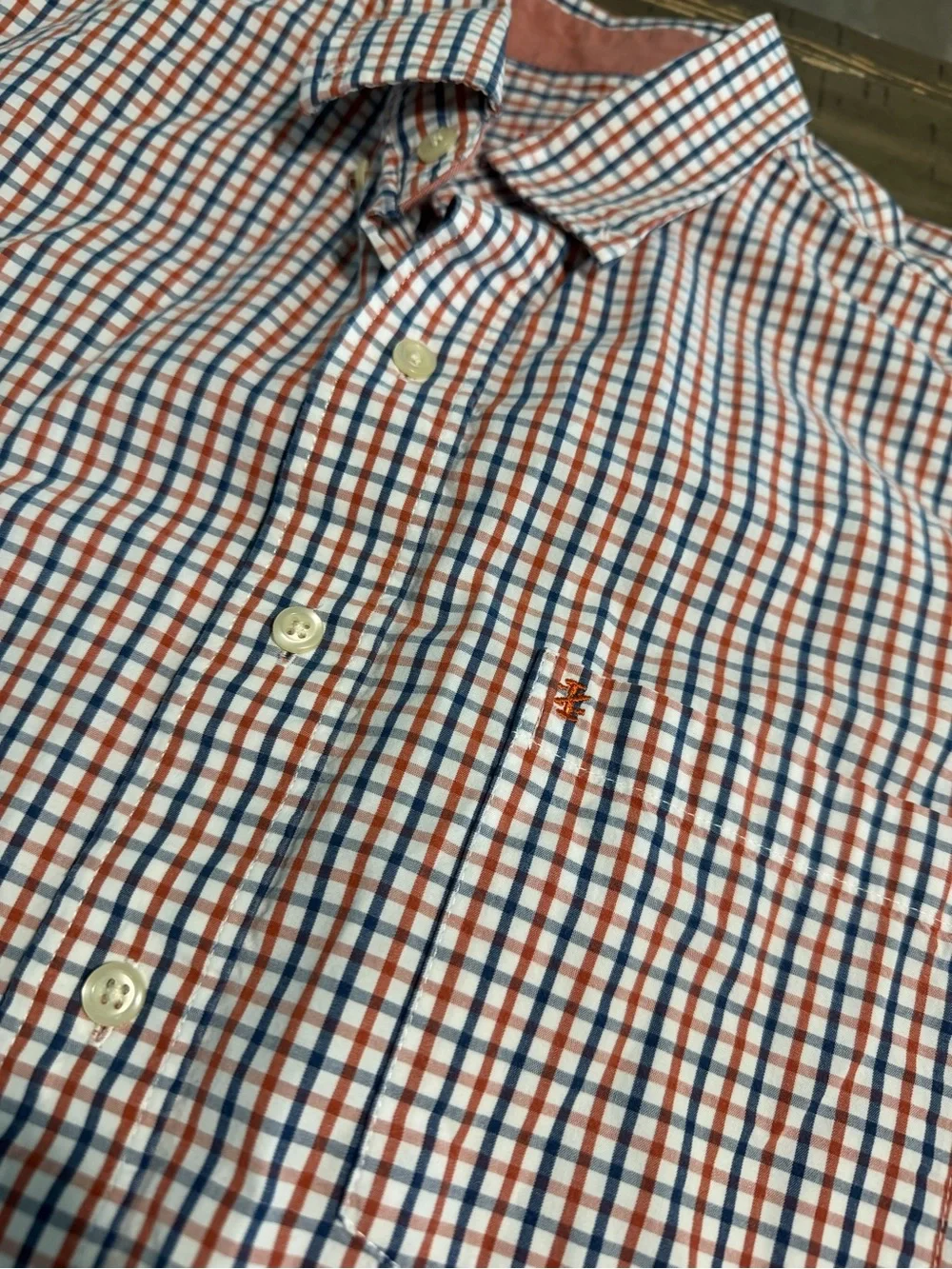 Izod Men's White, Red & Blue Check Button-Down Shirt